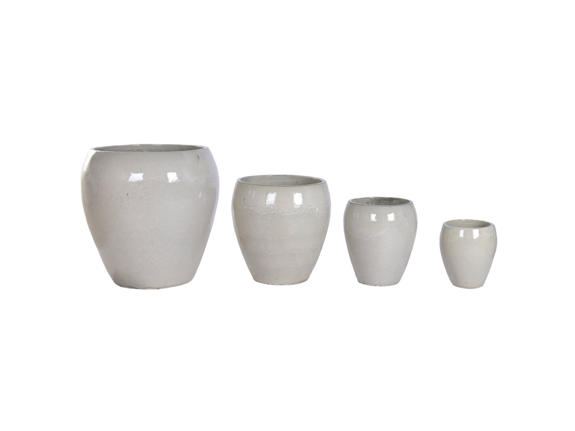 Conjunto de 4 Vasos de Cerâmica Vidrada, Cor Creme, 68x68x68cm ALEXANDRA HOUSE LIVING