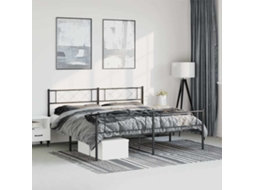 Estrutura De Cama Com Cabeceira E Pés 183x213 Cm Metal Preto