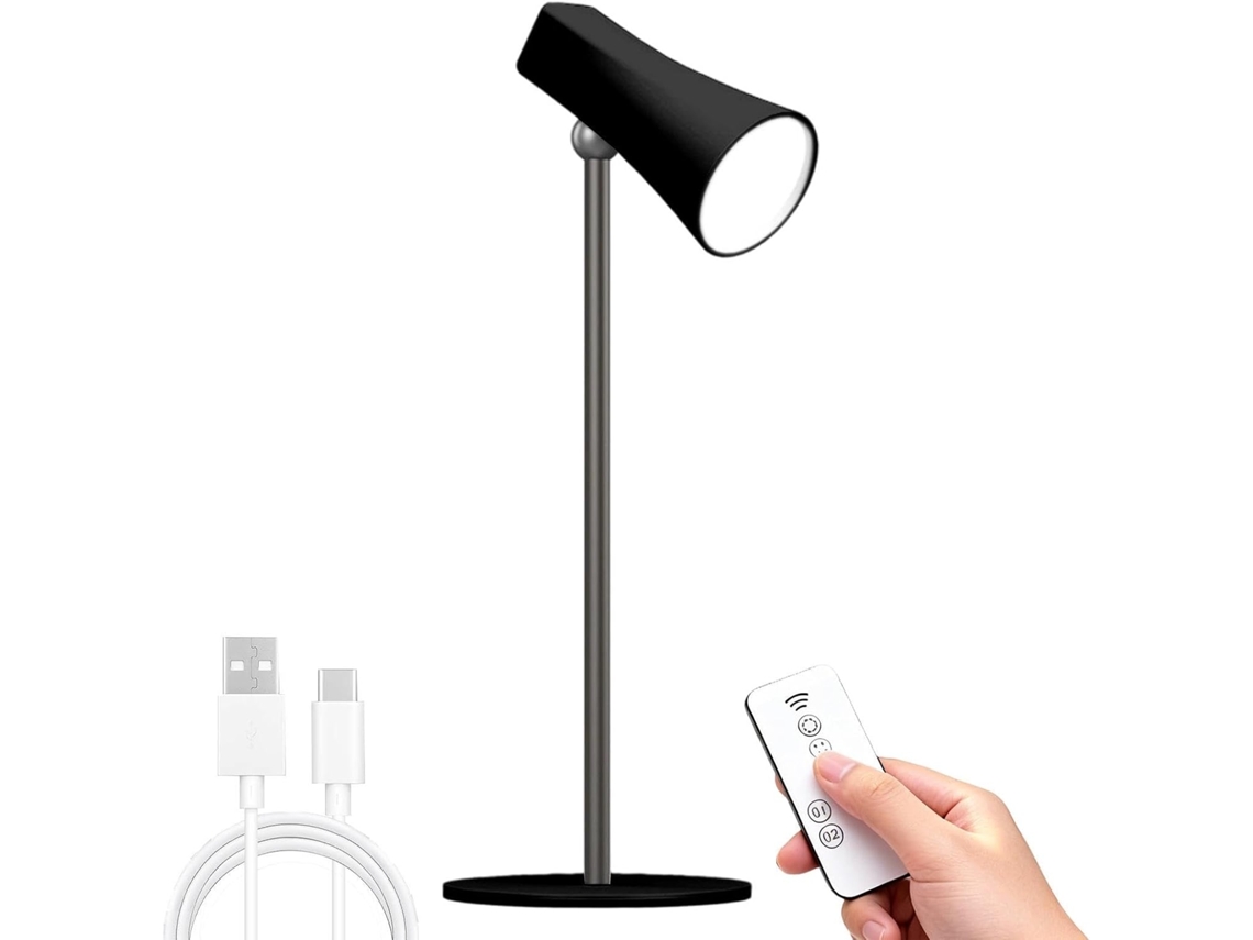 Luminária de mesa magnética recarregável, ajustável em 360 graus, para quarto.
