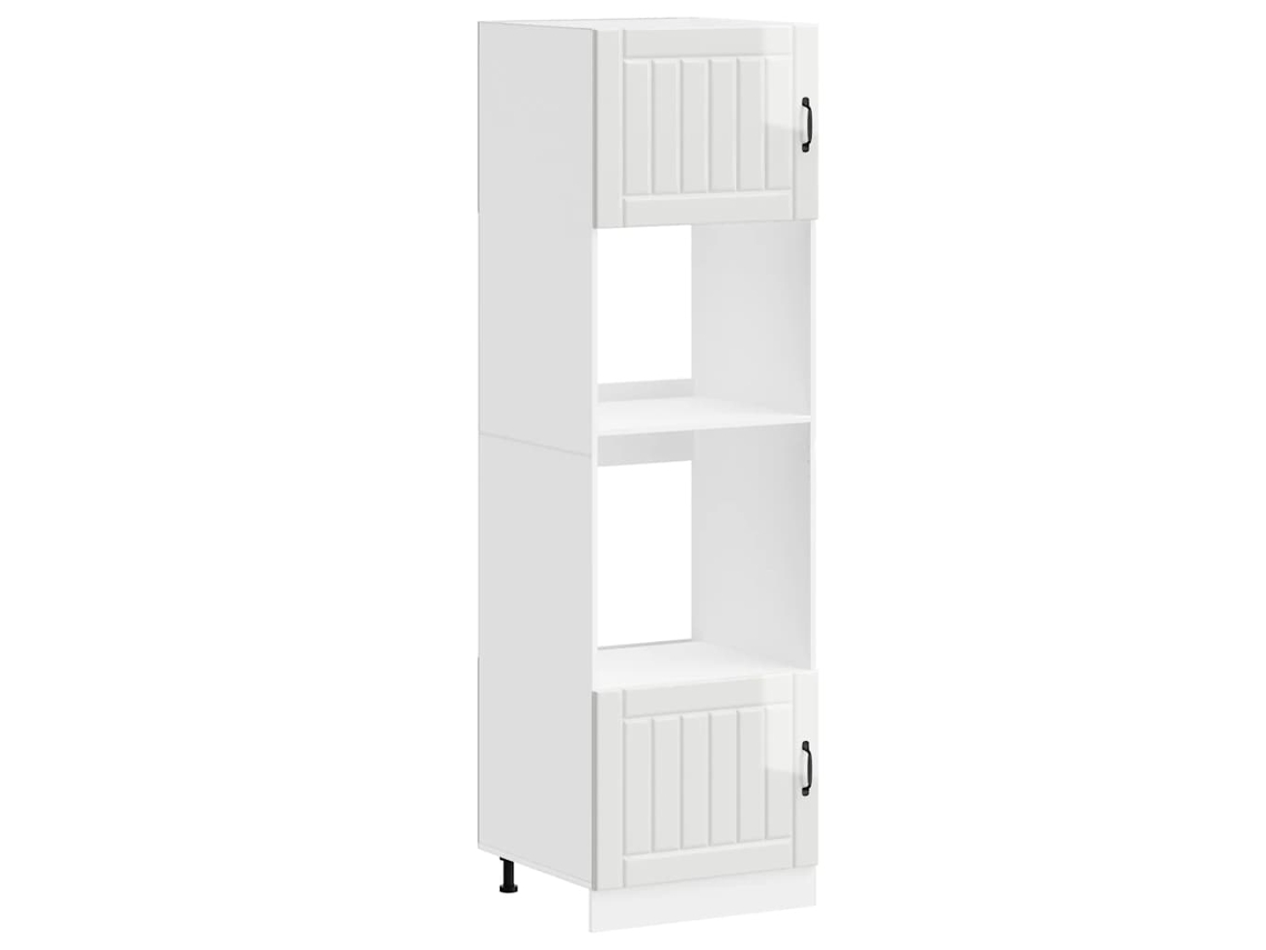 Conjunto Armário Forno 2pcs Lucca Derivado da Madeira Branco Brilhante MAISON EXCLUSIVE