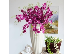 Flor Artificial Orquídea em Seda Branca Ramo Decorativo para Casa Casamento Jardim