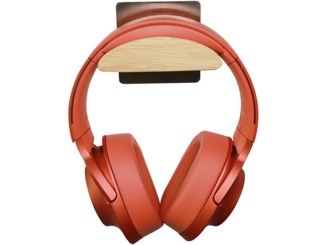 Suporte De Casque Mural Em Acier Inoxydable E Bois Massif, Suporte De Rangement Élégant Et Gain De Place Pour