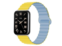 Bracelete para Xiaomi Band 9 Pro / 8 Pro XIAOMOYU em Silicone Magnético Reversível com Duas Cores Amarelo Claro + Azul Acinzentado