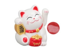 Figura Gato da Sorte Solar LAXISCREED Branco