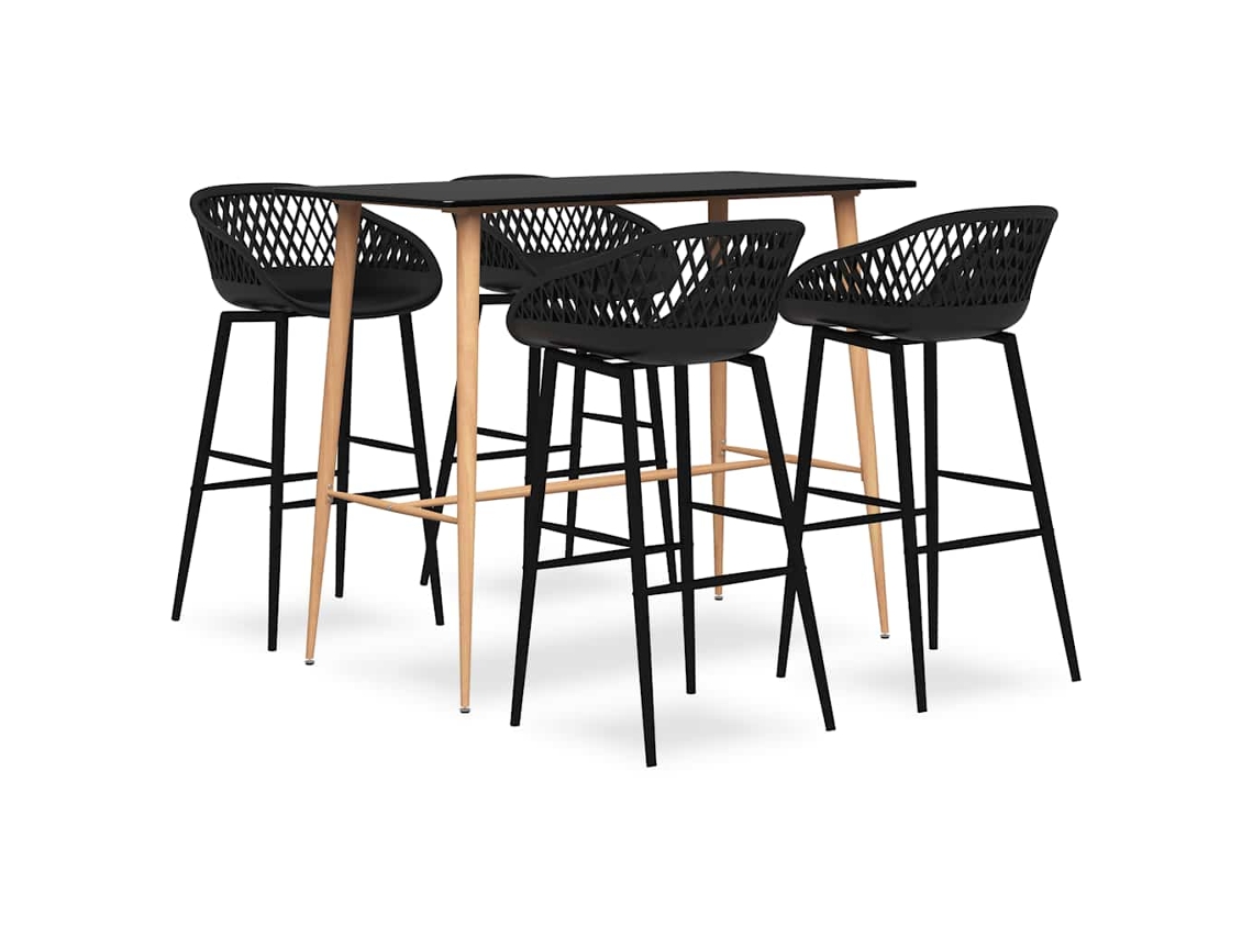 Vidaxl 5 Pcs Conjunto De Bar Preto