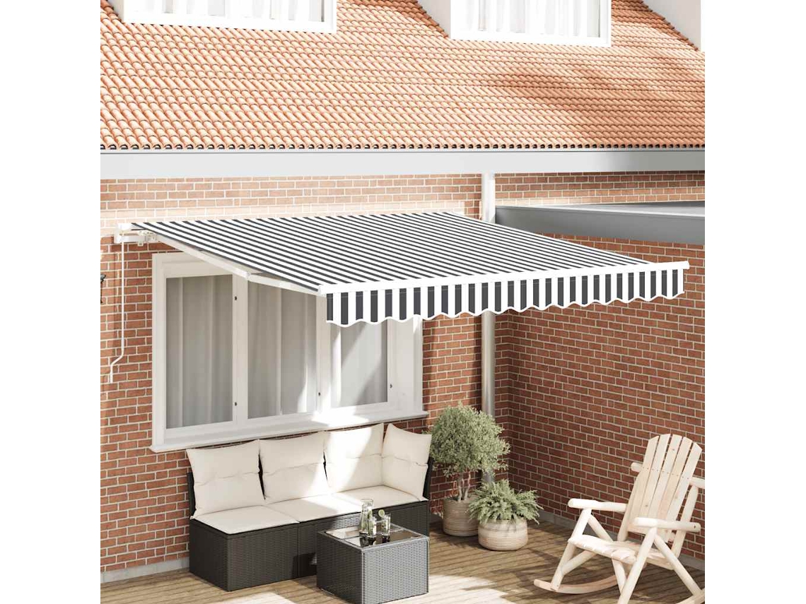 Vidaxl Toldo Retrátil Manual 300x250 Cm Antracite E Branco