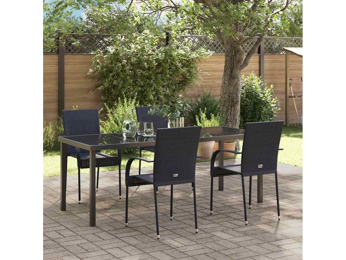 Vidaxl Conjunto De Jantar Para Jardim 5 Unid. Preto Aço Revestido A Pó