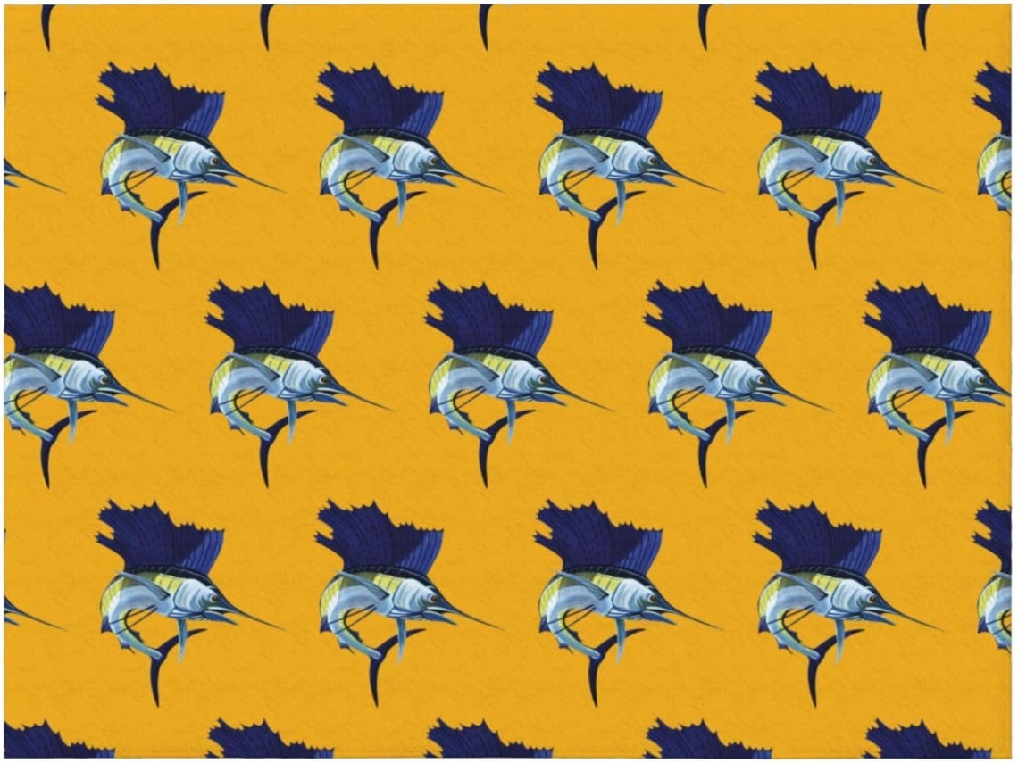 Colcha de Flanela com Estampa Peixes Azuis Macia e Aconchegante para Sofá Quarto 127 X 101 Cm, Macio, Quente