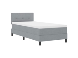 Cama De Solteiro | Camas Para Quarto | Cama Box Com Colchão Com Led Cinzento-claro 100 X 200 Cm Tecido