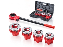 Kit De Rosqueamento De Tubos Vevor Com Catraca Com Fresas De 4 Tamanhos E Mala De Transporte