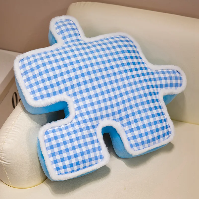 Almofada Decorativa Criativa para Adultos com Estampa de Quebra cabeça MDUG (azul, 54cm)