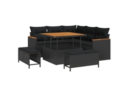 Conjunto 8 Sofá De Jardim Vidaxl Preto Vime Pe (100 X 100 X 71 Cm)