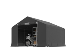 Abrigo impermeável motocicletas 300x300x210cm cinza escuro porta enrolar zíper | S/MARCA