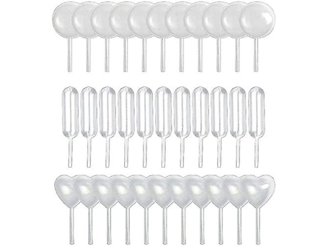 150 Pipetas Plásticas 4ml em 3 Formas para Chocolate e Doces (coração, Redonda, Retangular)