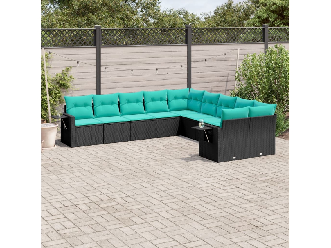 Conjunto de Sofá de Jardim com 12 Peças e Almofadas em Rattan Sintético Cinza VIDAXL