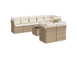 Maison Exclusive - 9 Pcs Conjunto De Sofás P/ Jardim Com Almofadões Vime Pe Bege