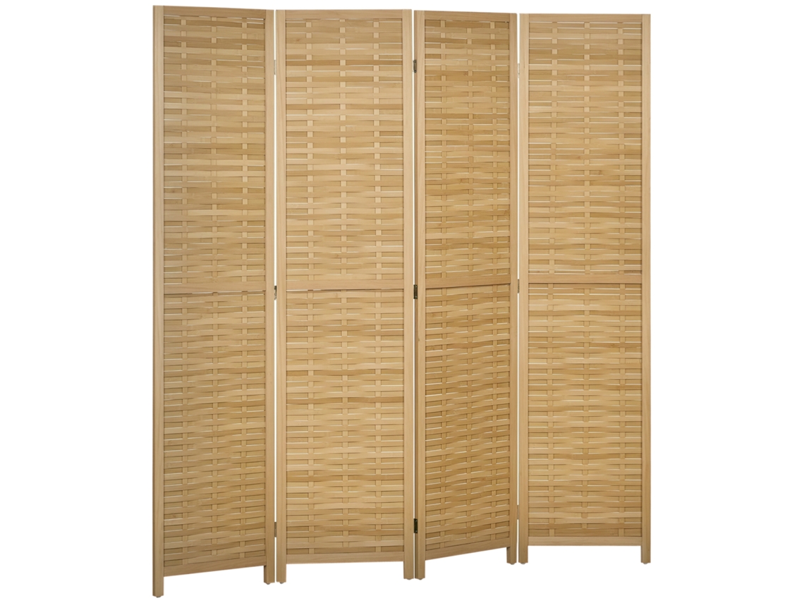 Biombo Dobrável de Bambu com 4 Painéis, 160 X 170 Cm, Luz Natural. CHEZMOI
