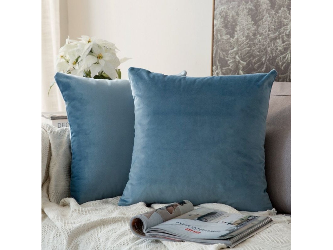 2026-2 Fronhas De Almofada Quadradas Decorativas Suaves De Veludo 45x45 Cm Sem Enchimento Cor Azul Aguamarino