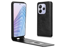 Capa De Couro Com Compartimento Para Cartão E Flip Vertical Magnético Para Xiaomi Redmi Note 14 4g (163,25 X 76,55 X 8,16 Mm) Preta