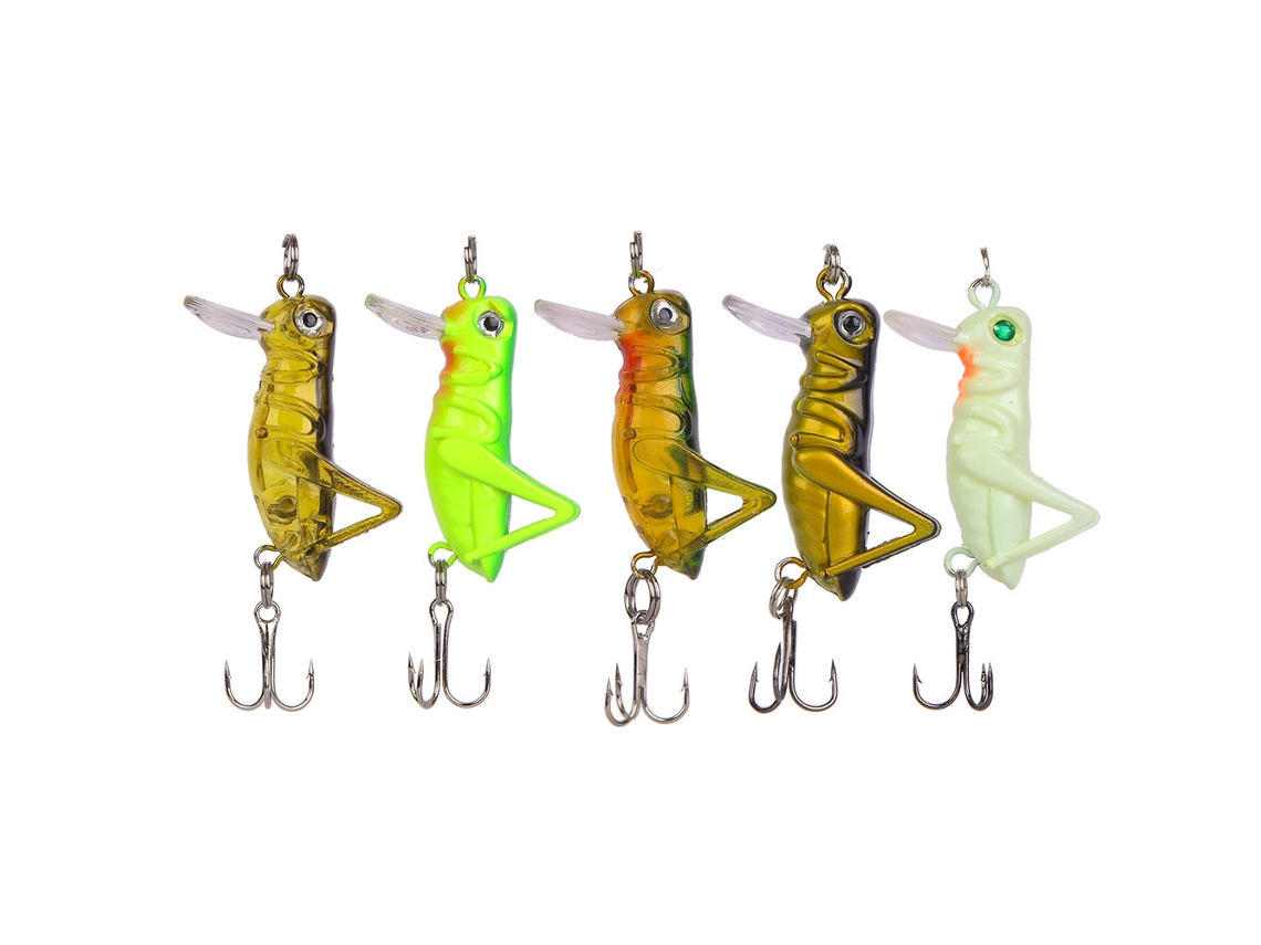 Isca Artificial Grilo Peixe 5pcs com Gancho
