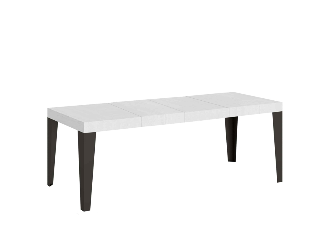 Mesa Extensível 200/460x90 Cm Flame Premium Branco Freixo Com Pés Antracite Itamoby