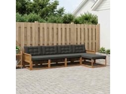 Vidaxl Conjunto De Sofás Para Exterior 5 Unid. Natural E Preto