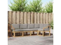 Vidaxl Conjunto De Sofás Para Exterior 5 Pcs Branco E Cinzento-claro