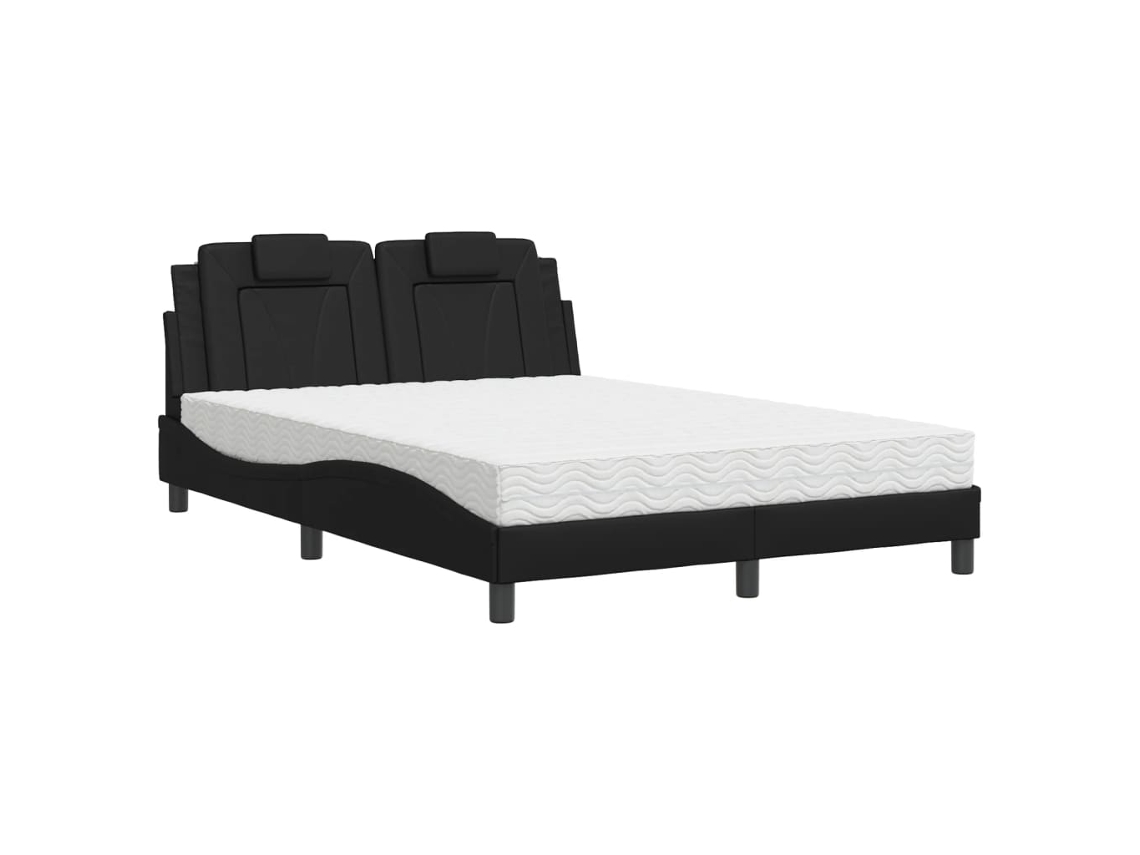 Cama Viana com Colchão 120x200 Cm Couro Artificial Preto MAISON EXCLUSIVE