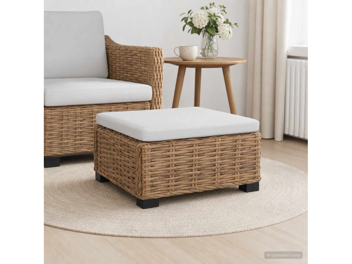 Vidaxl Descanso De Pé Com Almofada Gendt Rattan Natural Natural