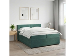 Vidaxl Cama Box Spring Com Colchão Verde-escuro 200 X 200 Cm Veludo