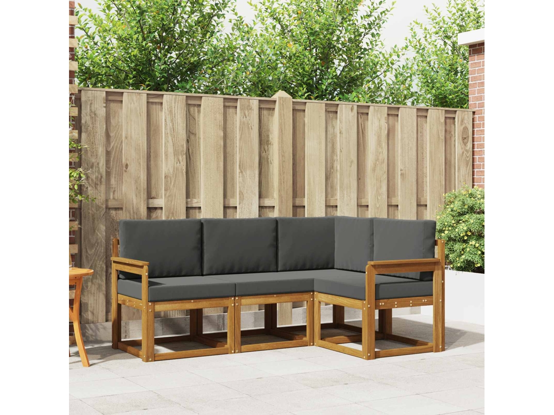 Vidaxl Conjunto De Sofás Para Exterior 4 Unid. Natural E Antracite