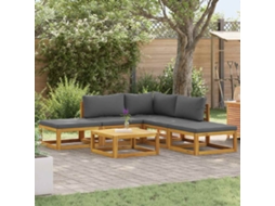 Vidaxl 6 Pcs Conj. Lounge Jardim C/ Almofadões Madeira Acácia Maciça