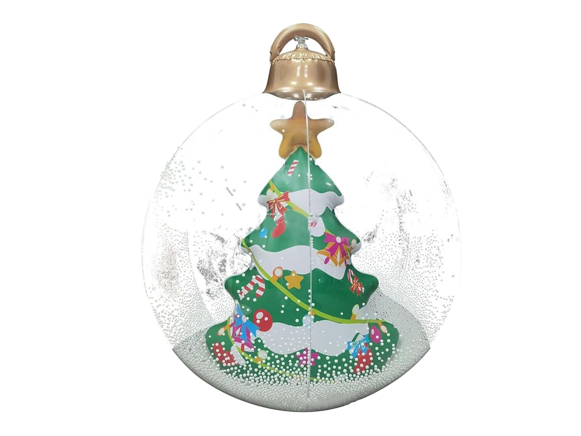 Bola de Natal inflável gigante de 60 cm com luzes de LED, dobrável, transparente, com controle remoto, para decoração externa de árvores de Natal.