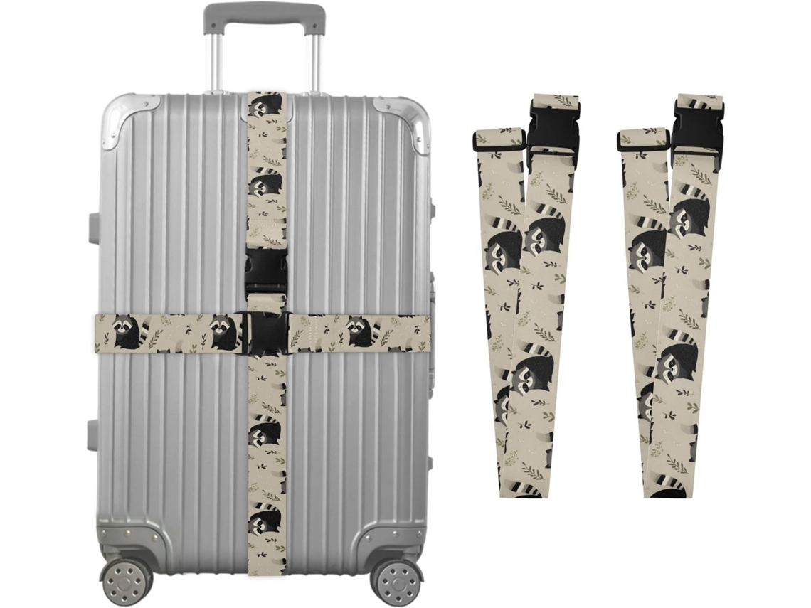 Conjunto De 2 Cintas Bagagem Personalizadas Em Formato Guaxinim Com Fivelas Para Malas