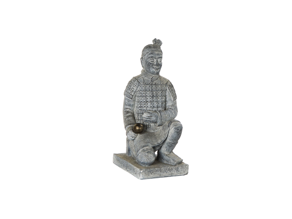 Figura Decorativa HOME ESPRIT Cinzento claro Oriental Guerreiro 39 x 35 x 78 cm 33 x 34 x 76 cm