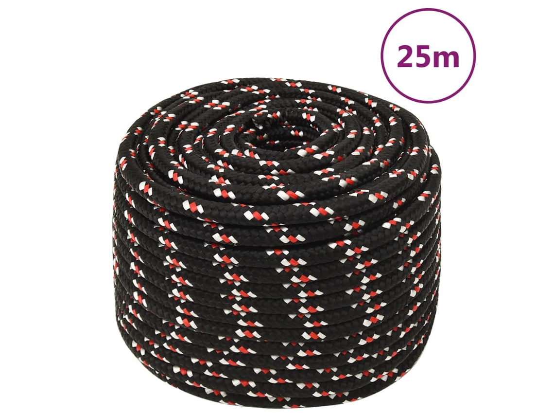 Vidaxl Corda De Barco 12 Mm 25 M Polipropileno Preto