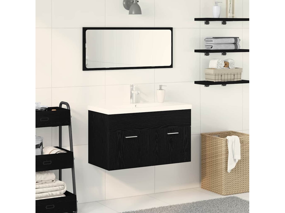 Vidaxl Armário De Banheiro Carvalho Preto 80 X 38,5 X 46 Cm