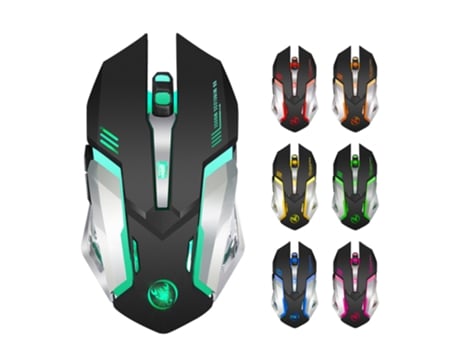 Mouse De Computador 2.4G Com Dpi Ajustável De 4 Níveis, Mouse Para Jogos Sem Fio Com Sete Cores De Luzes De Respiração, Design Ergonômico