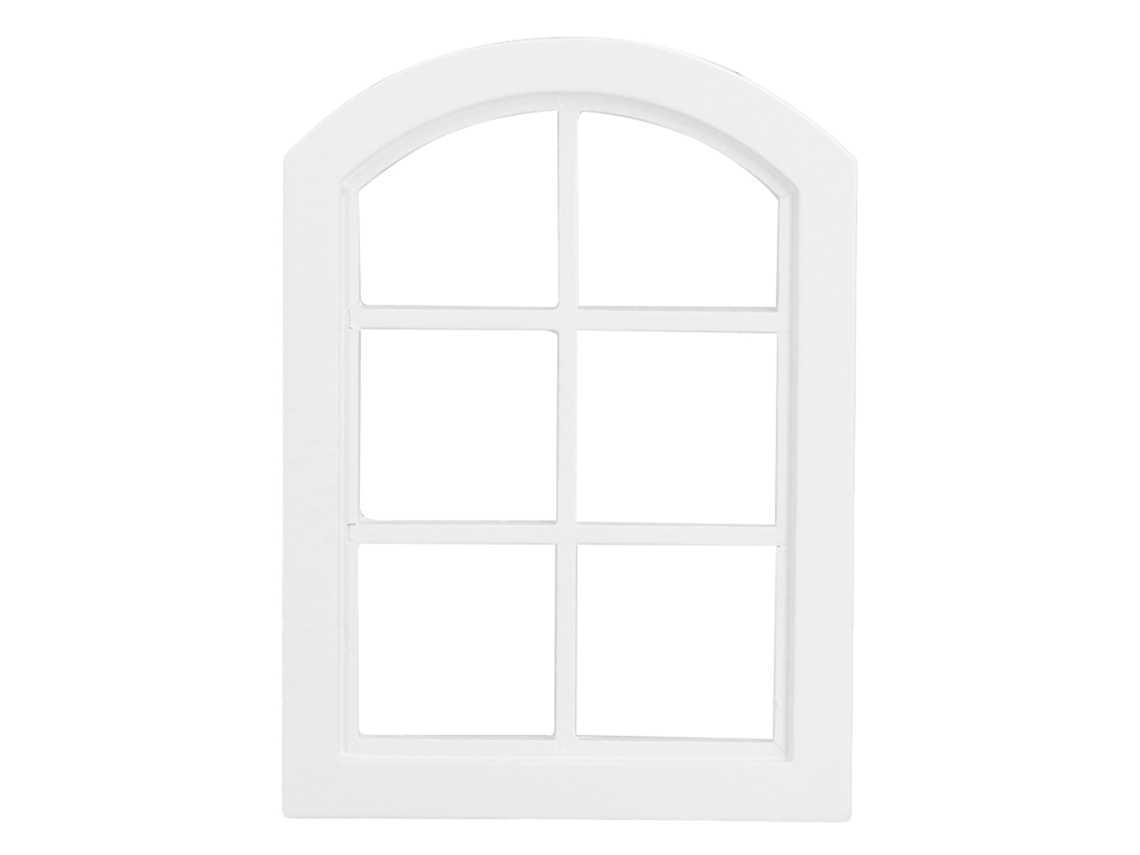 Primerox janela de Casinha de Bonecas Miniatura Arco com 6 Vãos Branca em Bétula 1/12