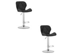 Banqueta De Bar Conjunto De 2 Peças Eco Oeste Assento Preto, Base Cromada, Assento Giratório Com Altura Ajustável