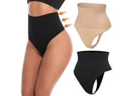 2026-calcinha Control Abdominal Feminina Cintura Alta Sem Costuras Thong Body Shaper Mft M Beige Com Ossos (3 Pacotes)