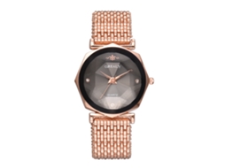 Relógio de Pulso Feminino de Liga com Quartzo e Strass (ouro Rosa Esfera Cinza)