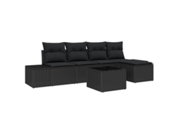 Conjunto 5 Conjunto De Sofá De Jardim Vidaxl Preto Vime Pe (294 X 62 X 85 Cm)