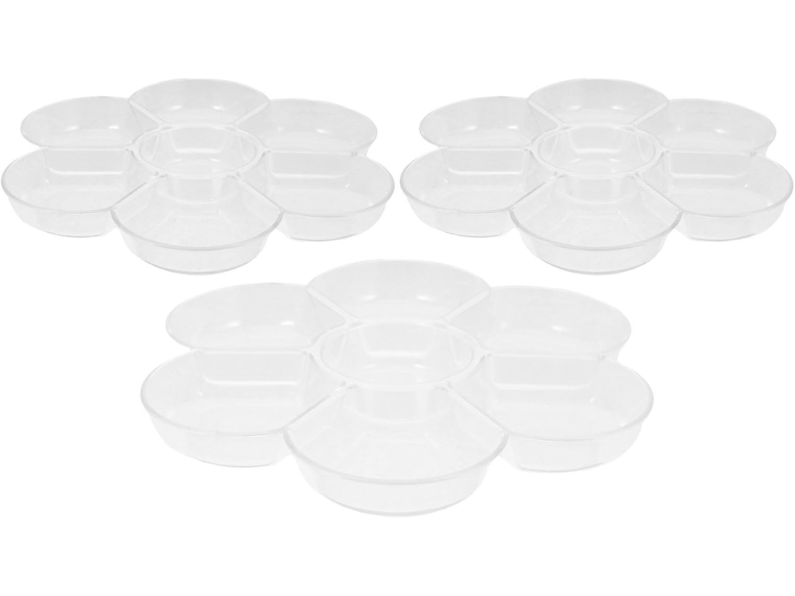 Paleta De Mistura De Plástico De 3 Peças Com 7 Compartimentos