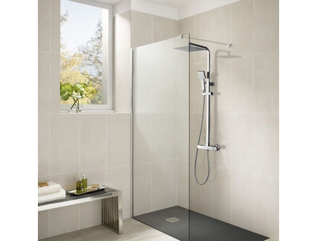Coluna De Chuveiro Misturador Termostático Chuveiro Quadrado Alto De 10 Polegadas Altura Ajustável De 75 127 Cm Aço Inoxidável Auralum Max
