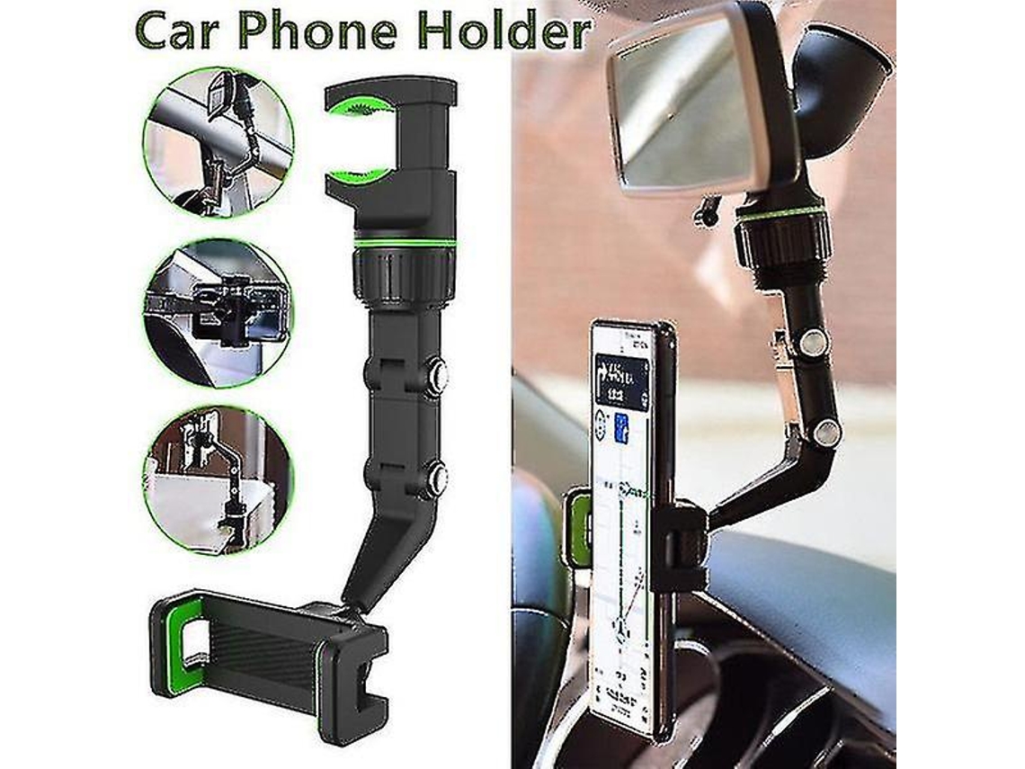 Suporte De Telefone Para Carro 360 Graus, Multifuncional, Giratório, Para Espelho Retrovisor De Carro