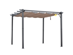 Pérgola de Jardim de 3x3 Metros com Cobertura Retrátil com Proteção Uv e Estrutura de Alumínio, Cinza. SINI TECH STORE