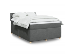 Vidaxl Cama Com Molas/colchão 140x200 Cm Tecido Cinzento-escuro