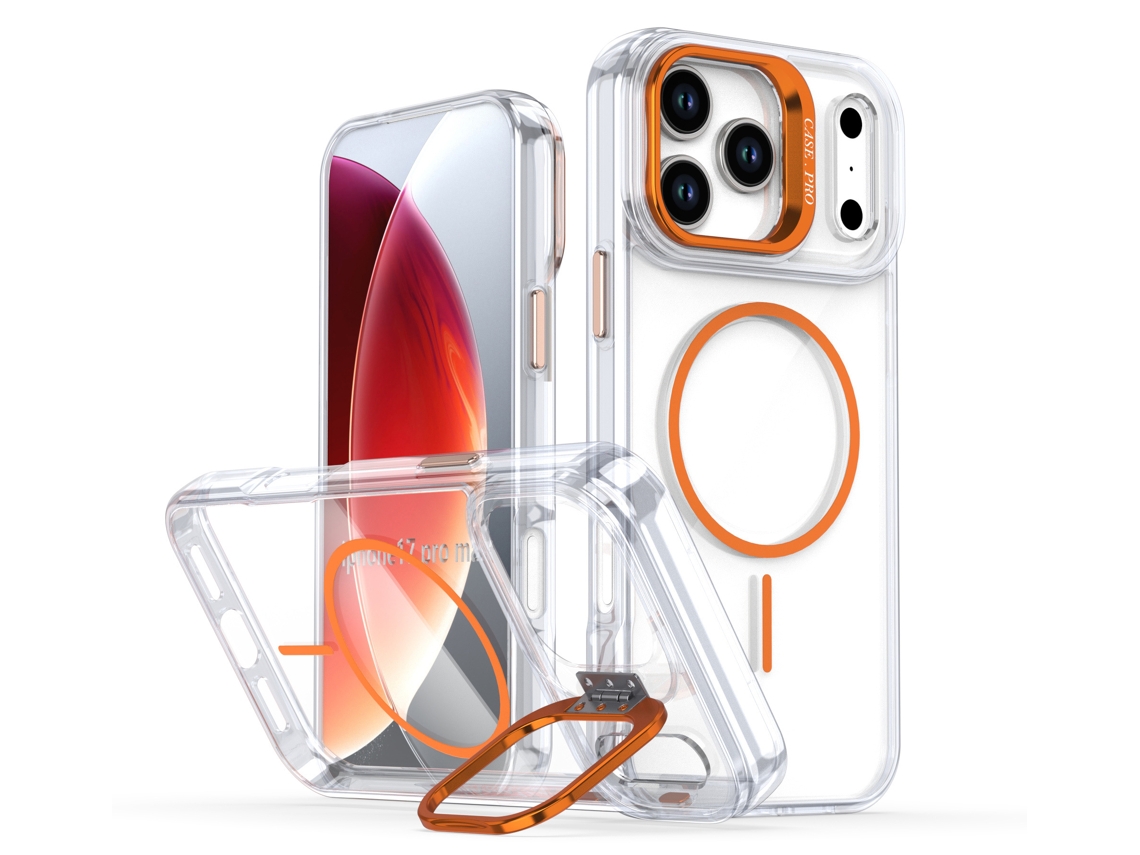 Capa Magnética Para Celular Em Cores Vibrantessuporte De Lente Laranja Translúcido Fixação Magnética - Iphone 13 Pro Max