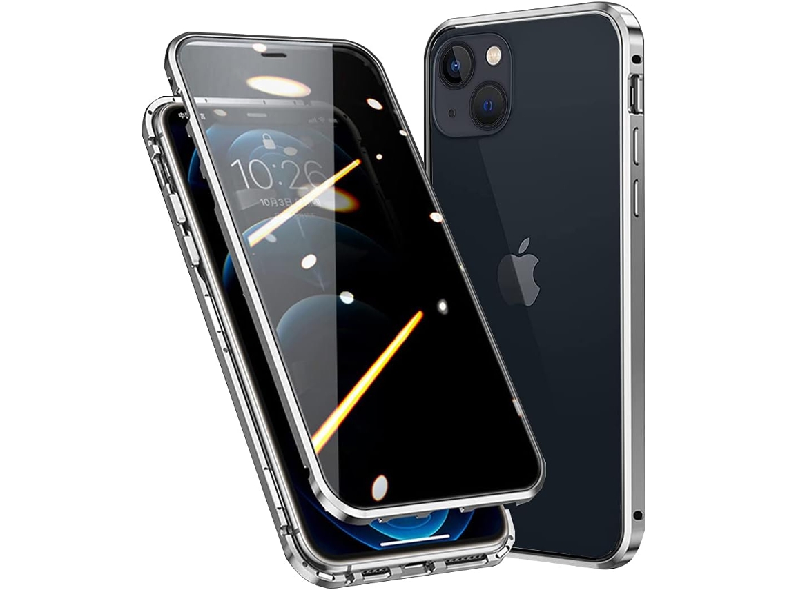 Capa Frontal Traseira Adsorção para iPhone 13 HONGWE. Magnética Prateado